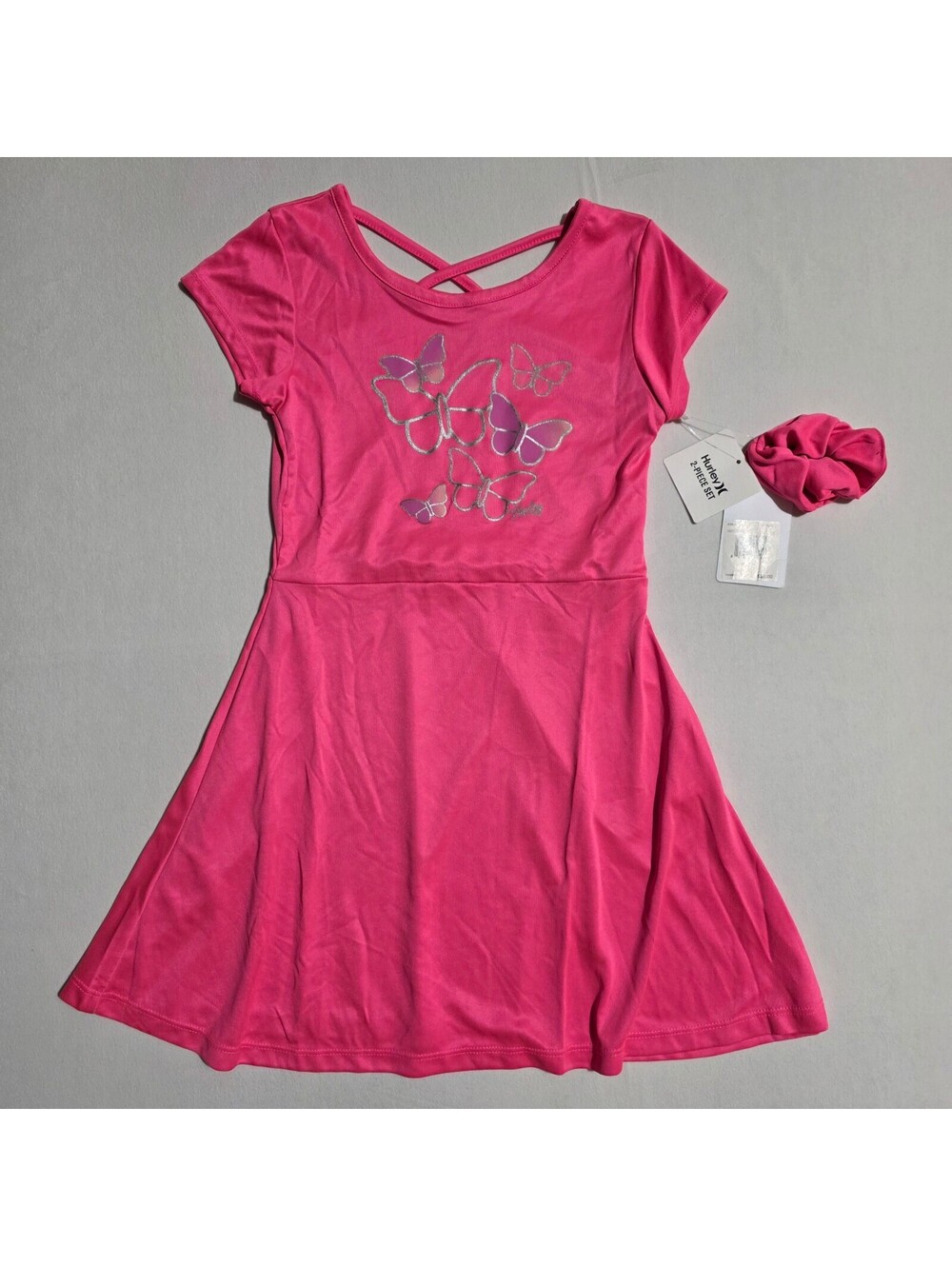 NWT Hurley 2pc Girls' Dress and hair scrunchies Size 6X